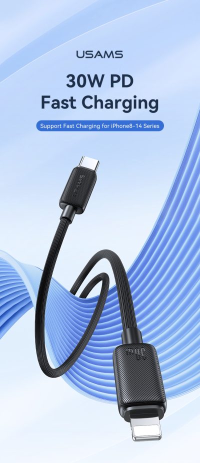 USAMS 30W Striped Data Cable Type-C To Lightning-KY Series 1.2M