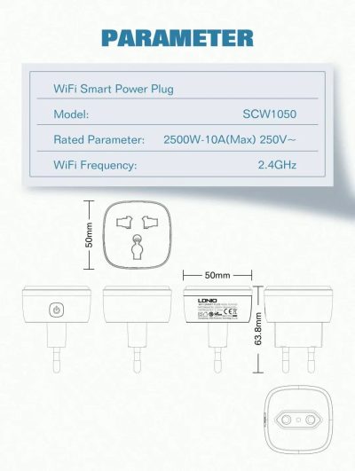 LDINIO Wi-Fi Smart Power Socket SCW1050 - Image 3