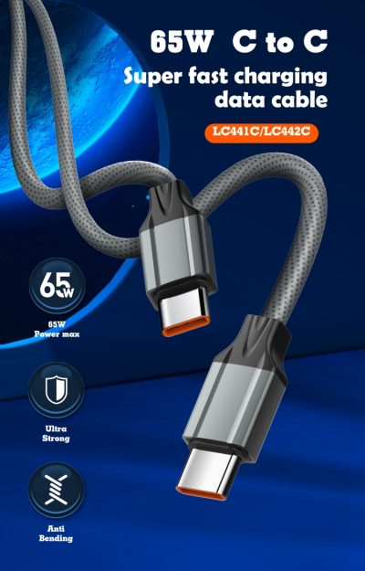 LDNIO LC441C Original 65W Fast Charging PD QC Usb Data Type C To Type C Charger Cable - Image 5