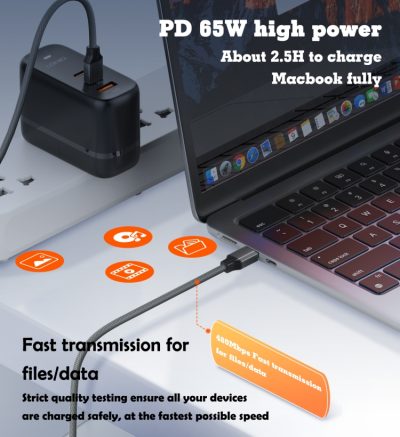 LDNIO LC441C Original 65W Fast Charging PD QC Usb Data Type C To Type C Charger Cable - Image 4