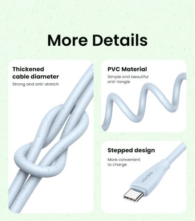 USAMS Type-C To Type-C 60W Eco-friendly Data Cable - White - Image 5