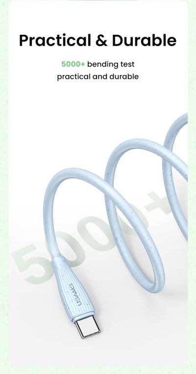 USAMS Type-C To Type-C 60W Eco-friendly Data Cable - White - Image 4