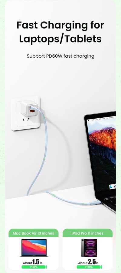 USAMS Type-C To Type-C 60W Eco-friendly Data Cable - White - Image 11