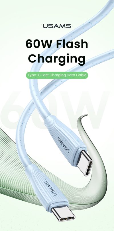 USAMS Type-C To Type-C 60W Eco-friendly Data Cable - White