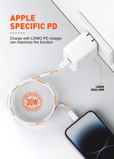 LDNIO LC902I 65W USB Type C to Lightning Fast Charging IPhone Data Cable 2 Metres - Image 12