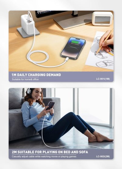 LDNIO LC902I 65W USB Type C to Lightning Fast Charging IPhone Data Cable 2 Metres - Image 7
