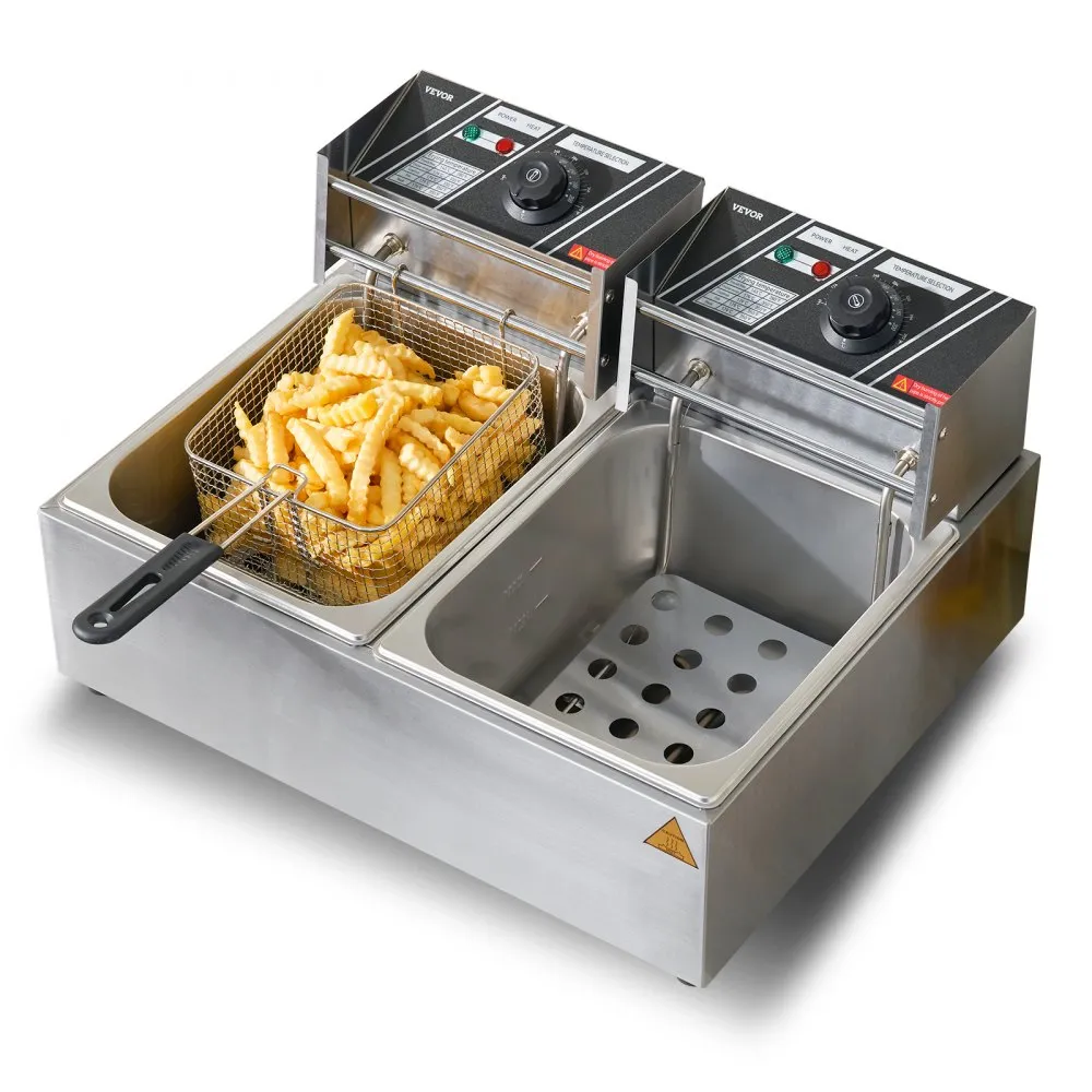 Industrial Electric Deep Fryer Double Tank Basket 12L(6L + 6L) - Image 2