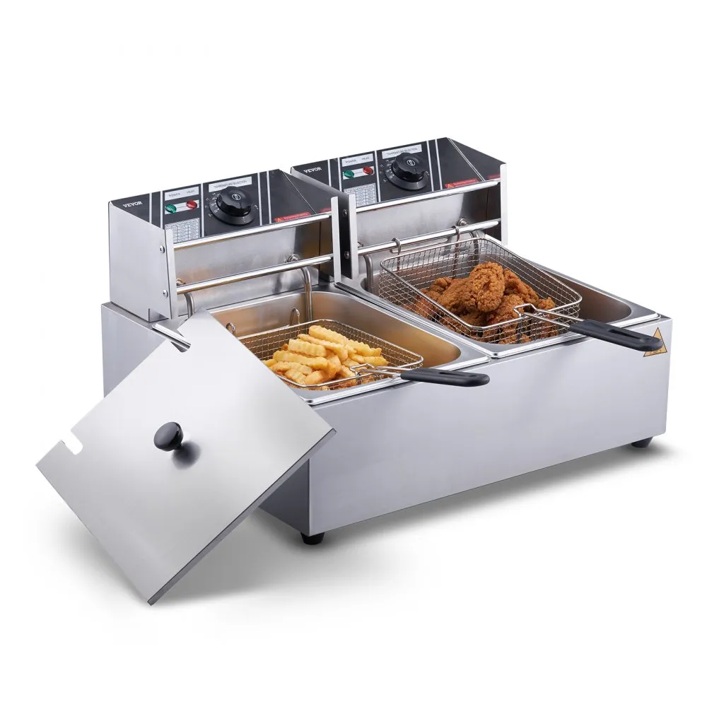 Industrial Electric Deep Fryer Double Tank Basket 12L(6L + 6L)